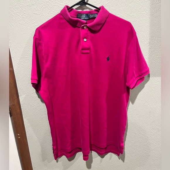 Ralph Lauren Other - Ralph Lauren Men’s Hot Pink Polo Shirt with Navy Pony Custom Fit Size XL EUC